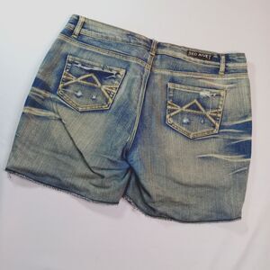 Red Rivet Juniors Women Distressd Denim Shorts Jean Pockets Stretch Lghtwt sz 15